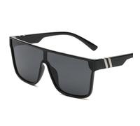 Lunettes de soleil tendance à grande monture, design monobloc, True Film Eyewear, classiques, pour l'extérieur et la plage, UV400, noires, 1