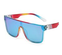 Lunettes de soleil tendance à grande monture, design monobloc, True Film Eyewear, classiques, pour l'extérieur et la plage, UV400, bleu clair, 1