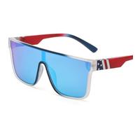 Lunettes de soleil tendance à grande monture, design monobloc, True Film Eyewear, classiques, pour l'extérieur, la plage, UV400, bleu, 1