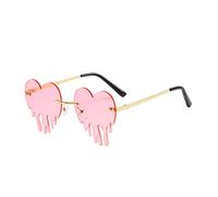 Lunettes de soleil tendance en forme de cœur pour femme sans monture UV400 - Lunettes tendance pour festivals, streetwear, fêtes, vacances d'été et looks tendance audacieux, rose, Taille unique