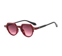 Lunettes de soleil tendance et irrégulières pour femmes rétro rondes transparentes verres océaniques nuances UV400 pour hommes rivets punk lunettes de soleil, Rouge, Taille unique