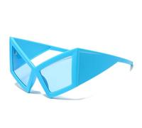 Lunettes de soleil tendance hip-hop pour fêtes de plage et festival de musique avec protection UV400 et monture irrégulière, lunettes de soleil, Cadre bleu, film bleu
