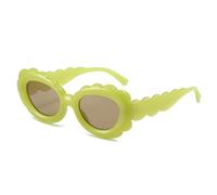 Lunettes de soleil tendance pour femme avec motif floral ovale punk pare-soleil miroir Lady populaire Candycolor nuances Uv400, C4green, Taille unique