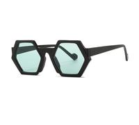Lunettes de soleil tendance punk polygone pour femmes lunettes de soleil mode lunettes de soleil hommes extérieur UV400 lunettes de vue féminines, noir/vert, Taille unique