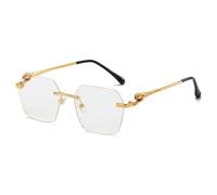 ETETGVG Lunettes de soleil tendance sans cadre à motif léopard pour femmes et hommes, lunettes de soleil rétro, lunettes polygonales tendance vintage, 5. Lumière plate, taille unique