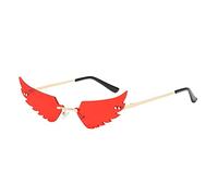 Lunettes de soleil tendance sans monture UV400 pour femme - Lunettes légères et tendance pour festivals d'été, voyages, fêtes sur la plage et look urbain quotidien, Rouge, Taille unique