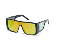 Lunettes de soleil tendance une pièce pour femmes, lunettes surdimensionnées, lunettes de soleil punk, lunettes de soleil pour hommes, UV400, Noir-rouge miroir, Taille unique