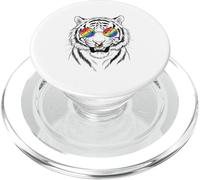 Lunettes de Soleil Tigre Arc-en-Ciel Couleur Art Animalier PopSockets PopGrip pour MagSafe