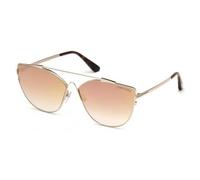 Lunettes de soleil - Tom Ford - FT0563/S-33G - Monture dorée - Verres marron miroir - Taille 64mm