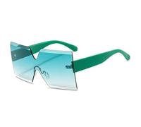 Lunettes de soleil une pièce sans monture 2026 pour femme - Lunettes de soleil surdimensionnées UV400 tendance - Nuances UV400 - Vert, One si