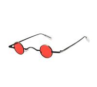 Lunettes de soleil UV400 | Verres colorés, monture ultra-petite | Pour femmes et hommes, sports de plein air et conduite (noir et rouge)