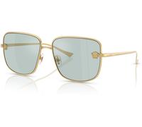 Versace Lunettes de soleil VE 2282 (10029C) Monture métal Or Carré 59 Femme Verres Azur Argent Flash