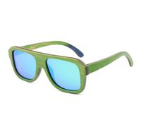 Lunettes de soleil vintage en bois naturel avec cadre véritable polarisé UV400 pour homme de la mode, vert, étui en bois A