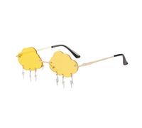 Lunettes de soleil vintage en forme de nuage - Ton rétro irrégulier - Unisexe - Années 60, jaune, Taille unique