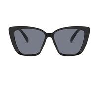 Lunettes de soleil vintage Feline Eye | Teinte chic - protection UV, cadre léger, lunettes pour femmes pour les voyages sur la plage de musique à l'extérieur temple creux qu'une silhouette qui, Black