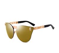 Lunettes de soleil vintage œil de chat pour femme et homme en métal motif tête de mort or rose cool lunettes de soleil pour femme UV400, 2, Taille unique