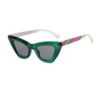 Lunettes de soleil vintage œil de chat pour femme - Protection UV - Style rétro steampunk - Nuances colorées - Style punk, Vert/noir, Taille unique