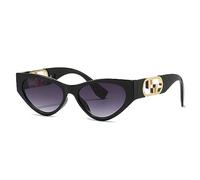 Lunettes de soleil vintage petit cadre œil de chat femmes pour hommes lunettes de soleil lunettes UV400, noir gris, taille unique