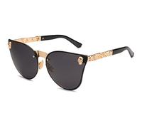 Lunettes de soleil vintage surdimensionnées sans monture pour femme Motif tête de mort