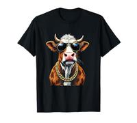 Lunettes de soleil visage de vache, cool drôle rebelle boss hippique animal de la ferme T-Shirt