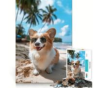 Lunettes de Soleil Welsh Corgi,Puzzle de 1000 pièces pour Adolescents,Jeu de mémoire Amusant,emboîtement précis sans espaces,activité Amusante en Famille Le Soir (38x26cm)