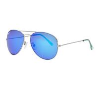 Lunettes de Soleil Zippo - Flash Pilot - Protection UV400 - Logo - Adulte Unisexe - Fabriqué aux États-Unis - Monture Argent, Verres Miroir Bleu Glacé, Branches Bleues