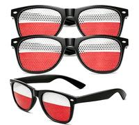 Lunettes de supporter Coupe du Monde 2026,3 unité lunettes de soleil aux couleurs de drapeau, design perforé, légères, accessoire photo créatif pour fêtes sportives, style unisexe adulte (Poland)