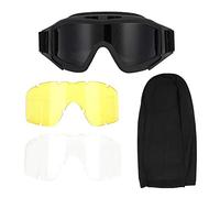 Lunettes de Tactique Lunettes de Protection Anti-buée Anti-buée Avec 3 Lentilles de Spectacle De protection pour Cyclisme Conduite Paintball tactique Airsoft Ski(Noir)
