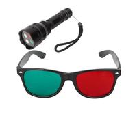 Lunettes de test de vision rouge-vert, lampe de test ophtalmique à 4 points, lampe de test portable en métal avec lunettes rouge-vert, batterie rechargeable 1200 mAh, for les tests et la