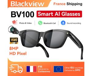 Lunettes de tir intelligentes Blackview BV100 AI avec caméra 2K HD 800W pixels, appels Bluetooth, assistant vocal, compatibles Android et iOS Anti-Blue Light Type