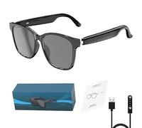 Lunettes de Traduction IA, lunettes IA pour Hommes et Femmes, lunettes Intelligentes IA Prenant en Charge 75 Langues, Lunettes, écouteurs, Verres Anti-lumière Bleue, Musique à Oreille Ouverte (Black)