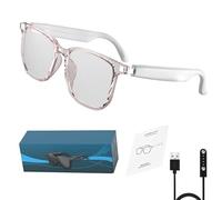 Lunettes de Traduction IA, lunettes IA pour Hommes et Femmes, lunettes Intelligentes IA Prenant en Charge 75 Langues, Lunettes, écouteurs, Verres Anti-lumière Bleue, Musique à Oreille Ouverte (White)