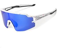 Lunettes de vélo polarisées Rockbros avec protection UV et insert de correction verres bleus, blanc