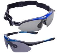 Lunettes de vélo polarisées Rockbros durables et confortables noires et bleues