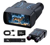 Lunettes de vision nocturne améliorées, jumelles de vision nocturne 4K, grand écran de 11,6 cm, noir complet de 32 Go, zoom numérique 8x, vision nocturne infrarouge 36 MP 7 L pour camping, observation