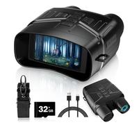 Lunettes de vision nocturne | Lunettes de nuit 4K pour adultes | Jumelles à écran de 7,6 cm avec enregistrement photo/vidéo | Jumelles tactiques de vision nocturne étroites (noir)