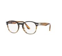 Lunettes De Vue Persol PO 3284V 1135 Noires En Plastique À Rayures Marron 48mm
