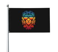 Lunettes De Vue Rétro Lion Cool Drapeaux De Jardin Colorée Garden Flag Durable Bannière Pour Porche Extérieure Pelouse 90X150Cm