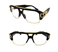 Lunettes De Vue Superstar Carrée Or Doré Gold Black Money Game Street Wear Youth King Swag Pop Bling Luxe Transparent