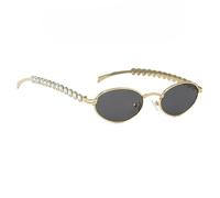 Lunettes ellipsoïdales modernes - Pierre étincelante - Monture fine en métal pour un confort prolongé - Lunettes de soleil ellipsoïdales d'architecte pour adultes