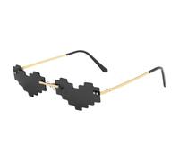 Lunettes en forme de cœur, lunettes de soleil amusantes en forme de cœur en mosaïque, lunettes colorées sans monture avec bord coupé, lunettes amusantes de fête sur la, Noir, Consulte la