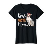 Lunettes et nœud en forme de cœur avec inscription « Best aussie Mom Ever Cute Dog » T-Shirt