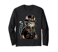 Lunettes et Queue-de-morue Steampunk Cat Adventurer Manche Longue