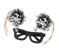 Lunettes festives d'Halloween à paillettes - Accessoires photo pour adolescents et adultes - Tête de mort - Printemps - Pour fête d'Halloween