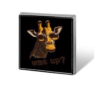 Lunettes girafe mignonnes, badge métallique tendance « What's Up », broche de 2,5 cm, accessoires pour vêtements, chapeaux, sacs, cravates et décoration