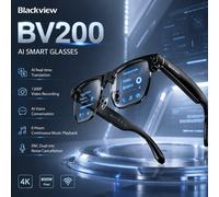 Lunettes Intelligentes 4K Blackview BV200 avec Caméra 8MP, Traduction IA, Appels Bluetooth ChatGPT, Lunettes de Soleil pour le Travail et l'Extérieur Color