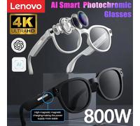 Lunettes Intelligentes 4K Lenovo avec Stabilisation de Caméra, Enregistrement Vidéo, Traduction IA, Transmission Wi-Fi Sans Fil, Analyse d'Image et Commande Vocale White