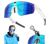Lunettes Intelligentes à Ia Avec Caméra, Lunettes De Sport Avec Enregistrement Vidéo HD 8 Mp, Stabilisation D'image, Assistant Vocal Intelligent à Ia Avec Traduction En Temps Réel(White-Blue)
