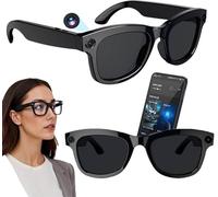 Lunettes Intelligentes AI, CaméRa 500W + Haut Parleur, Enregistrement Photo Et VidéO | Commande Vocale | Lecture De Musique | Traduction En Temps RéEl, Lunettes De Traduction D'Applications,A
