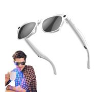 Lunettes Intelligentes Cyanvue AI, Appareil Photo 8 Mpx avec Musique et Appels, Lunettes de Soleil Intelligentes pour Hommes/Femmes, Lunettes Photo Bluetooth avec 144 Traductions (White)